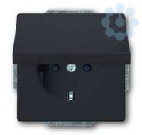 Розетка 1-м СП Solo/future 16А IP20 250В Schuko с крышкой антрацит ABB 2CKA002018A1486