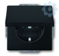 Розетка 1-м СП Solo/future 16А IP20 250В Schuko с крышкой черн. бархат ABB 2CKA002018A1495