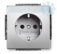 Розетка 1-м СП Pure 16А IP21 250В Schuko с полем для надписи сталь ABB 2CKA002011A3851