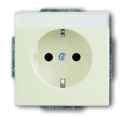 Розетка Schuko Solo/future 16А 250В с полем для надписи chalet-white ABB 2011-0-6202