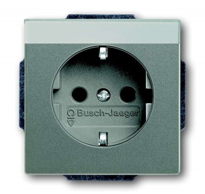 Розетка Schuko Solo/future 16А 250В с полем для надписи сер. металлик (метеор) ABB 2011-0-3876
