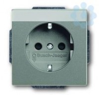 Розетка Schuko Solo/future 16А 250В с полем для надписи сер. металлик (метеор) ABB 2011-0-3876