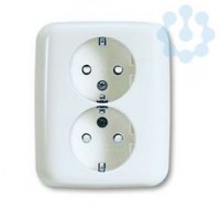 Розетка 2-м Schuko Reflex SI 16А 250В защ. шторки альпийский бел. ABB 2021-0-0343