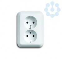 Розетка 2-м Schuko Alpha nea 16А 250В бел. матовый ABB 2014-0-1064