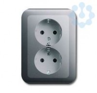 Розетка 2-м Schuko Alpha nea 16А 250В платина ABB 2014-0-1049