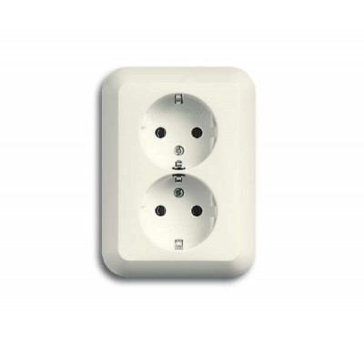 Розетка 2-м Schuko Alpha nea 16А 250В сл. кость ABB 2014-0-1346