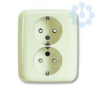 Розетка 2-м Schuko Busch-Duro 2000 SI 16А 250В защ. шторки сл. кость ABB 2021-0-0335