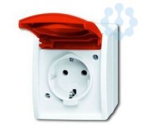 Розетка 1-м ОП Ocean SM 16А IP44 250В Schuko с красн. крышкой бел. ABB 2CKA002083A0839
