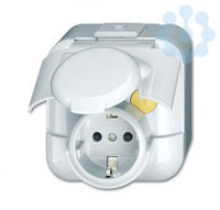 Розетка Schuko ОП Busch-Duro 2000 WS 16А с УЗО 30мА KS IP44 сер. ABB 3116-0-0639