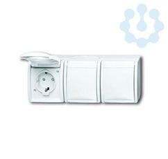 Розетка 3-м ОП Ocean 16А IP44 250В Schuko защ. шторки с крышкой безвинт. клеммы бел. ABB 2CKA002084A0724