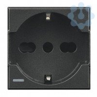 Розетка 1-м СП 2мод. Axolute 16А IP20 2P+E с заземл. немецк. стандарт антрацит Leg BTC HS4140/16