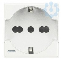 Розетка 1-м СП 2мод. Axolute 16А IP20 2P+E с центр. и боков. заземл. Schuko защ. шторки немецк. стандарт бел. Leg BTC HD4140
