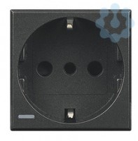 Розетка 1-м СП 2мод. Axolute 16А IP20 2P+E с центр. и боков. заземл. Schuko защ. шторки немецк. стандарт антрацит Leg BTC HS4140