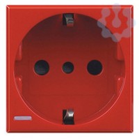 Розетка 1-м СП 2мод. Axolute 16А IP20 2P+E с центр. и боков. заземл. Schuko защ. шторки немецк. стандарт красн. Leg BTC H4140R