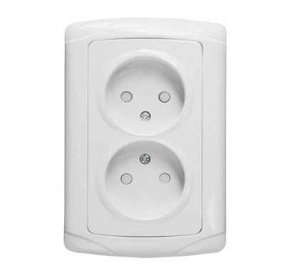 Розетка 2-м СП Мадрид 10А без заземл. защ. шторки бел. PROxima EKF EIR10-102-100