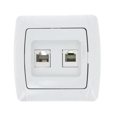 Розетка RJ45 + Phone СП Мадрид бел. PROxima EKF EIK01-135-10