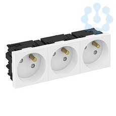 Розетка 3-м Modul45connect STD-F3C AL3 16А 250В 33град. защ. шторки франц. стандарт алюм. OBO 6120702