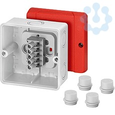 Коробка распределительная ОП 98х98х61мм IP55/65 с клемм. D 9245 красн. крышка HENSEL 60000732
