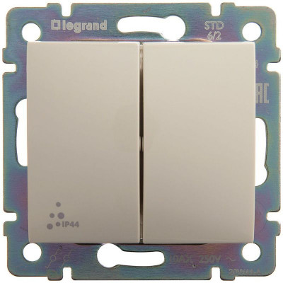 Переключатель проходной 2-кл. СП Valena 10А IP44 250В механизм сл. кость IEK 774198
