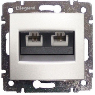 Розетка телефонная 2-м СП Valena RJ11 4 контакт. механизм алюм. IEK 770139