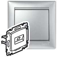 Розетка компьютерная 2-м СП Valena RJ45 кат.6 UTP на захватах механизм алюм. IEK 770247