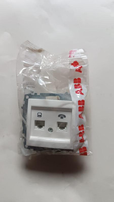Розетка компьютерная + телеф. 2-м Cosmo (RJ45 CAT6 + RJ11) бел. ABB 619-010200-249