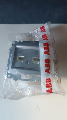Розетка компьютерная 2-м Cosmo (RJ45 CAT6 + RJ45 CAT6) алюм. ABB 619-011000-248