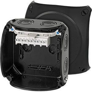 Коробка распределительная ОП 130х130х77мм IP66/67 с клемм. KF 0604 B черн. HENSEL 62000054