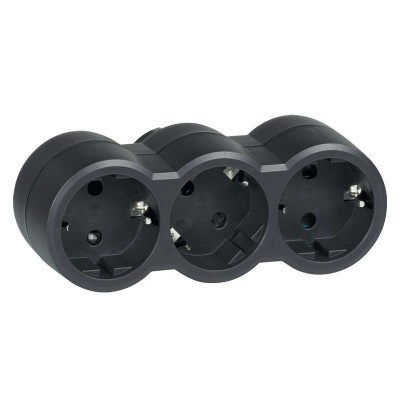 Блок розеток 3-м 16А Элиум 3х2P+E горизонт. подкл. с кронштейном для крепления к стене черн. Leg 050512