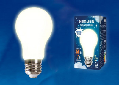 Лампа светодиодная LED-A60-7W/3000K/E27/FR GLH01WH Heaven 7Вт матовая 3000К тепл. бел. E27 (упак. картон) Uniel UL-00004839