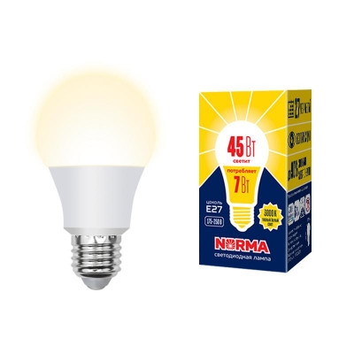 Лампа светодиодная LED-A60-7W/3000K/E27/FR/NR Norma 7Вт матовая 3000К тепл. бел. E27 (упак. картон) Volpe UL-00005619