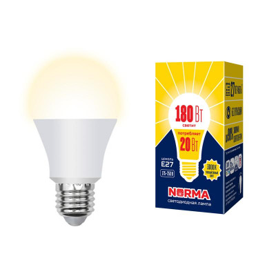 Лампа светодиодная LED-A65-20W/WW/E27/FR/NR Norma 20Вт матовая E27 (упак. картон) Volpe UL-00004030
