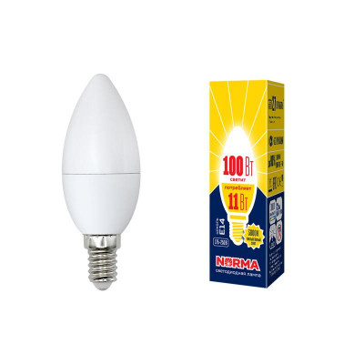 Лампа светодиодная LED-C37-11W/WW/E14/FR/NR Norma 11Вт матовая E14 (упак. картон) Volpe UL-00003812