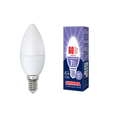Лампа светодиодная LED-C37-7W/DW/E14/FR/NR Norma 7Вт матовая E14 (упак. картон) Volpe UL-00003794