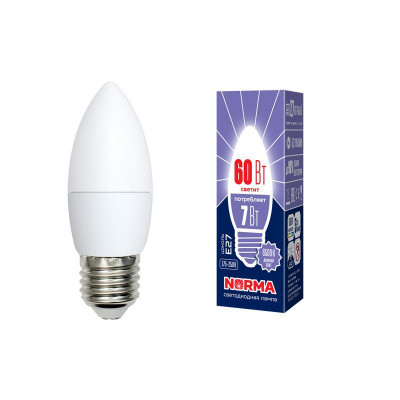 Лампа светодиодная LED-C37-7W/DW/E27/FR/NR Norma 7Вт матовая E27 (упак. картон) Volpe UL-00003797