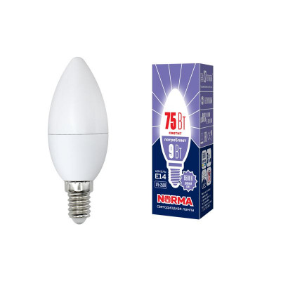 Лампа светодиодная LED-C37-9W/DW/E14/FR/NR Norma 9Вт матовая E14 (упак. картон) Volpe UL-00003802