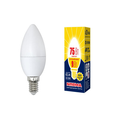 Лампа светодиодная LED-C37-9W/WW/E14/FR/NR Norma 9Вт матовая E14 (упак. картон) Volpe UL-00003804