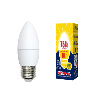 Лампа светодиодная LED-C37-9W/WW/E27/FR/NR Norma 9Вт матовая E27 (упак. картон) Volpe UL-00003807