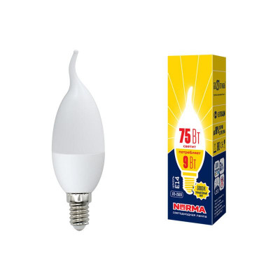 Лампа светодиодная LED-CW37-9W/WW/E14/FR/NR Norma 9Вт матовая E14 (упак. картон) Volpe UL-00003809