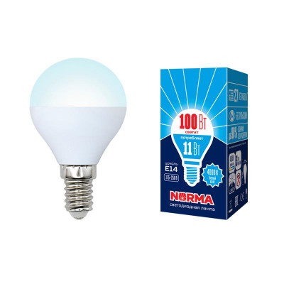 Лампа светодиодная LED-G45-11W/NW/E14/FR/NR Norma 11Вт матовая E14 (упак. картон) Volpe UL-00003831