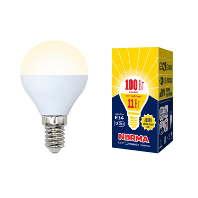 Лампа светодиодная LED-G45-11W/WW/E14/FR/NR Norma 11Вт матовая E14 (упак. картон) Volpe UL-00003832