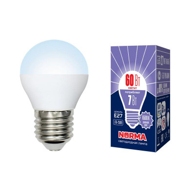 Лампа светодиодная LED-G45-7W/DW/E27/FR/NR Norma 7Вт матовая E27 (упак. картон) Volpe UL-00003821