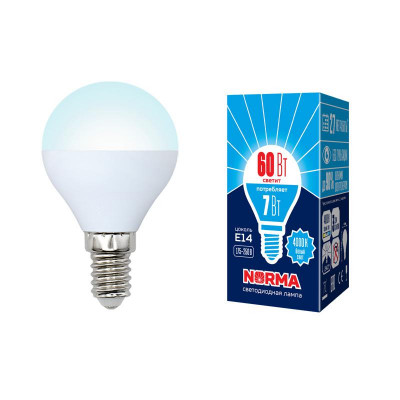 Лампа светодиодная LED-G45-7W/NW/E14/FR/NR Norma 7Вт матовая E14 (упак. картон) Volpe UL-00003819