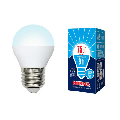 Лампа светодиодная LED-G45-9W/NW/E27/FR/NR Norma 9Вт матовая E27 (упак. картон) Volpe UL-00003828