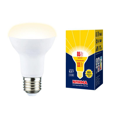 Лампа светодиодная LED-R63-11W/3000K/E27/FR/NR Norma 11Вт матовая 3000К тепл. бел. E27 (упак. картон) Volpe UL-00005774