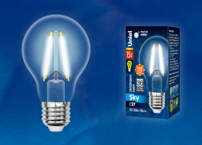 Лампа светодиодная LED-A60-15W/4000K/E27 /CL PLS02WH Sky 15Вт прозрачная 4000К нейтр. бел. (упак. картон) Uniel UL-00005850