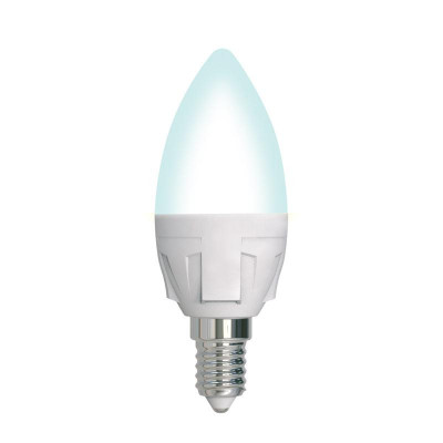 Лампа светодиодная LED-C37 7W/4000K/E14 /FR/DIM PLP01WH Яркая 7Вт матовая 4000К нейтр. бел. E14 диммир. (упак. картон) Uniel UL-00004294