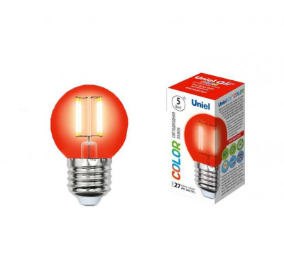 Лампа светодиодная LED-G45-5W/RED/E27 GLA02RD форма 