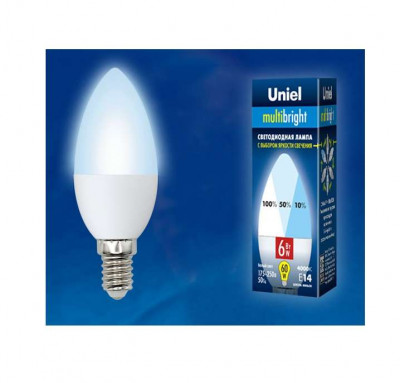 Лампа светодиодная LED-C37-6W/NW/E14 /FR/MB PLM11WH Multibright 6Вт свеча матовая 4000К нейтр. бел. E14 100-50-10 (упак. картон) Uniel UL-00002374