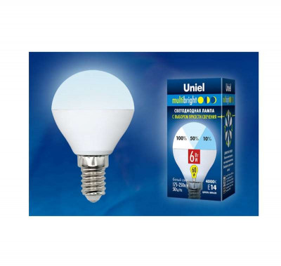 Лампа светодиодная LED-G45-6W/NW/E14 /FR/MB PLM11WH Multibright 6Вт шар матовая 4000К нейтр. бел. E14 100-50-10 (упак. картон) Uniel UL-00002376